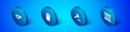 Set Isometric Whistle, Judge gavel, Prison window and Police assault shield icon. Vector