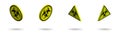 Set of isometric yellow biohazard signs and quarantine zones on transparent background