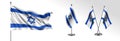 Set of Israel waving flag on isolated background vector illustration Royalty Free Stock Photo