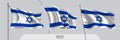 Set of Israel waving flag on isolated background vector illustration Royalty Free Stock Photo