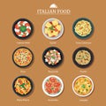 Set of italian food design. Vector illustration background.