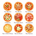 Set of italian pizza. Creative vector illustration.
