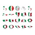 set of italy flags. Vector illustration decorative background design Royalty Free Stock Photo