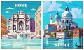 Set of Italy Travel Destination Posters vector art Royalty Free Stock Photo