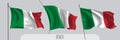 Set of Italy waving flag on isolated background vector illustration Royalty Free Stock Photo