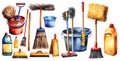 Set of items for cleaning the room Royalty Free Stock Photo