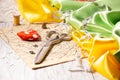 Set of items for cutting and sewing Royalty Free Stock Photo