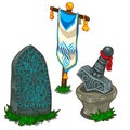 Set of items in Norse mythology. Vector isolated