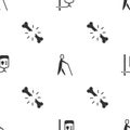 Set IV bag, Blind human holding stick and Human broken bone on seamless pattern. Vector Royalty Free Stock Photo