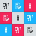 Set IV bag, Patient record and Digital thermometer icon. Vector Royalty Free Stock Photo