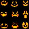 Set jack o lantern pumpkins halloween faces