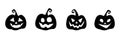 Set of jack-o`-lanterns Halloween pumpkins isolated on white. Vector black silhouettes. Royalty Free Stock Photo