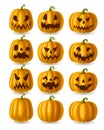 Set of Jack-o-Lanterns Royalty Free Stock Photo