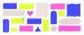 Set of Jagged Rectangle shapes. Tattered frame or text box with jagged edges. Textured grunge element bundle for collage