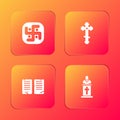 Set Jainism, Christian cross, The commandments and Church pastor preaching icon. Vector
