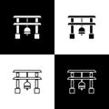 Set Japan Gate icon isolated on black and white background. Torii gate sign. Japanese traditional classic gate symbol Royalty Free Stock Photo