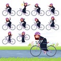 A set of japan school girl on a road bike Royalty Free Stock Photo