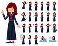 A set of japan school girl with who express various emotions