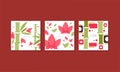 Set of Japanese Greeting Cards, Banner, Poster, Background with Beautiful Floral Design Vector Illustration Royalty Free Stock Photo