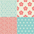 Set of Japanese seamless patterns Royalty Free Stock Photo