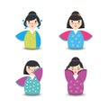 Set japanese women with kimono design