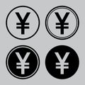 Set of Japanese yen or Chinese yuan coin icons. Business and finance concept.