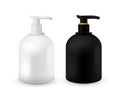 Set of Jar with liquid soap for your logo and design is easy to change colors. Realistic black and white cosmetic