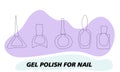 A set of jars for gel polish in lines. The silhouette of a nail polish jar. Objects and materials for a beauty and