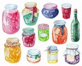 Set jars of jam Royalty Free Stock Photo