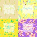 set of jasmine, butterfly, lily, yellow snowdrop for a card. vector illustration