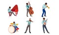 Set of jazz band musicians playing instruments vector illustration Royalty Free Stock Photo