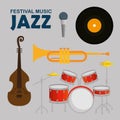 set jazz music day with music instruments Royalty Free Stock Photo