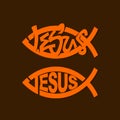 Set of Jesus fish symbols and logo.