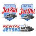 Set of Jet Ski rental, born, logo Royalty Free Stock Photo