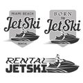 Set of Jet Ski rental, born, logo Royalty Free Stock Photo