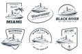 Set of Jet Ski rental logo, badges and emblems.