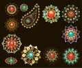 Set of jewelry ethnic brooches