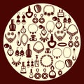 Set of Jewelry and perfume Icons silhouette