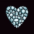 Set of jewels in the form of heart. Precious stones of silver c