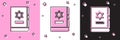 Set Jewish torah book icon isolated on pink and white, black background. On the cover of the Bible is the image of the