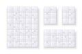 Set of jigsaw puzzle templates. Many puzzle pieces isolated on a white background. Vector illustration Royalty Free Stock Photo