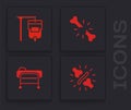Set Joint pain, knee pain, IV bag, Human broken bone and Stretcher icon. Vector Royalty Free Stock Photo