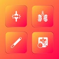 Set Joint pain, knee pain, Disease lungs, Cigarette and icon. Vector