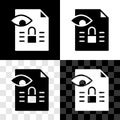 Set Journalistic investigation icon isolated on black and white, transparent background. Financial crime, tax evasion Royalty Free Stock Photo