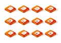 Set JS file document, CSS, MP3, WAV, MOV, AI, RUBY and WMA icon. Vector Royalty Free Stock Photo