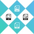 Set JS file document, CSS, TIFF and M3U icon. Vector Royalty Free Stock Photo