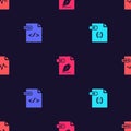 Set JS file document, HTML, AI and MP3 on seamless pattern. Vector Royalty Free Stock Photo