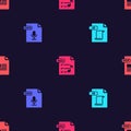 Set JS file document, OGG, M3U and PDF on seamless pattern. Vector Royalty Free Stock Photo