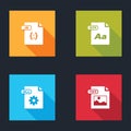 Set JS file document, OTF, DLL and TIFF icon. Vector