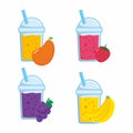 Set of juice on plastic cup vector Royalty Free Stock Photo